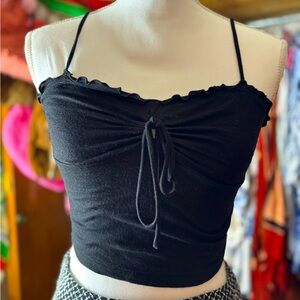 Black Ruched Spaghetti Strap Top